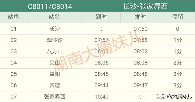 高铁列车长沙至张家界(长沙至张家界动车每天22趟)(11)
