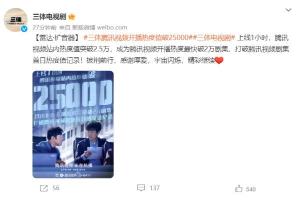 三体电视剧最新收视率 开播1小时创纪录(3)