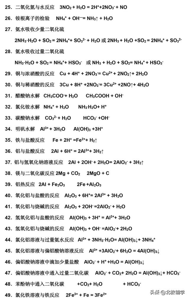 高中化学离子反应常见方程式（高考化学离子反应方程式总结大全）(3)