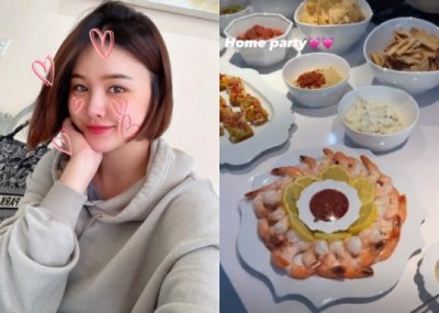 ​朴恩地在洛杉矶享受家庭聚会 与酒店自助餐可媲美