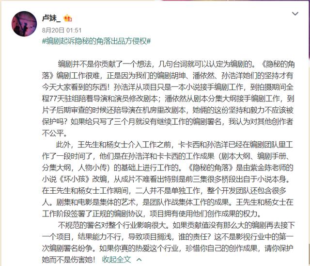 隐秘的角落主创否认（编剧起诉隐秘的角落侵权遭主创否认）(5)