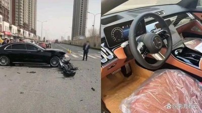 ​男子新买百万奔驰数天，还未上牌就被兄弟借走撞烂，获赔同款豪车