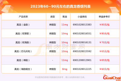 ​真龙香烟价格表图大全 真龙香烟价格表图大全2023款