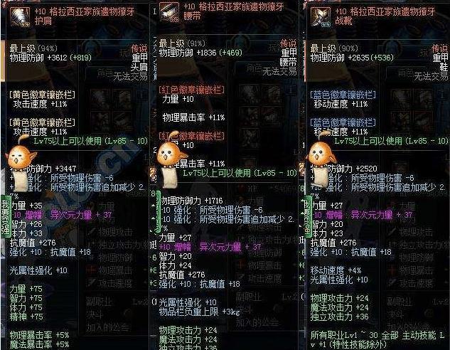 DNF极品假猪套红眼, 全身增幅10红字附魔卡恩宝珠