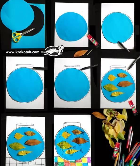 幼儿园树叶粘贴画, 快来展示你的创意!