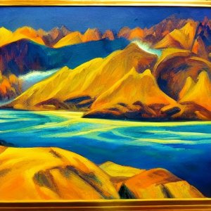 国外AI画家演绎中国古诗之《登鹳雀楼》许渊冲翻译版