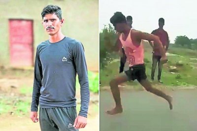 ​赤脚100米跑11秒 穷少年有信心破世界纪录