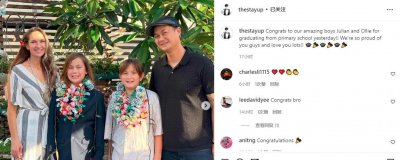 ​歌王许冠杰一家六口现身，混血妻子身材发福，双胞胎孙子似外国人